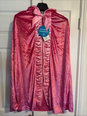 Girls Pink Satin Hooded Cape Costume - Classic Halloween Dress-Up